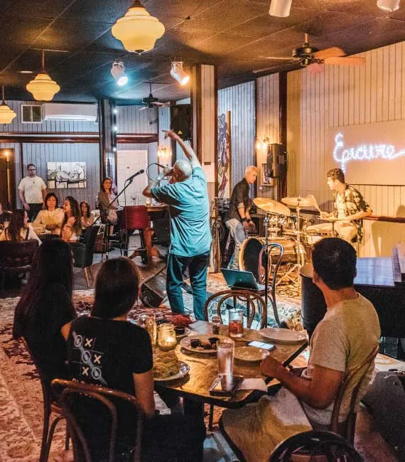 Bar area with craft beers on tap
